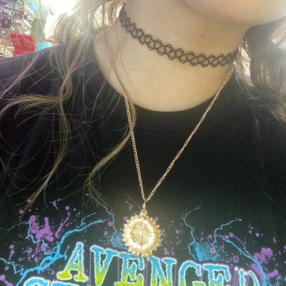 00s retro deadstock gold tone sunflower motivational quote keep going necklace